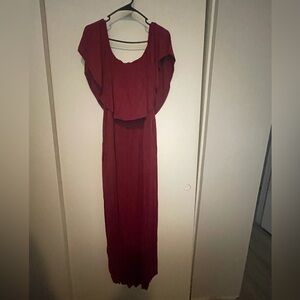 Maroon, Floor Length Dress